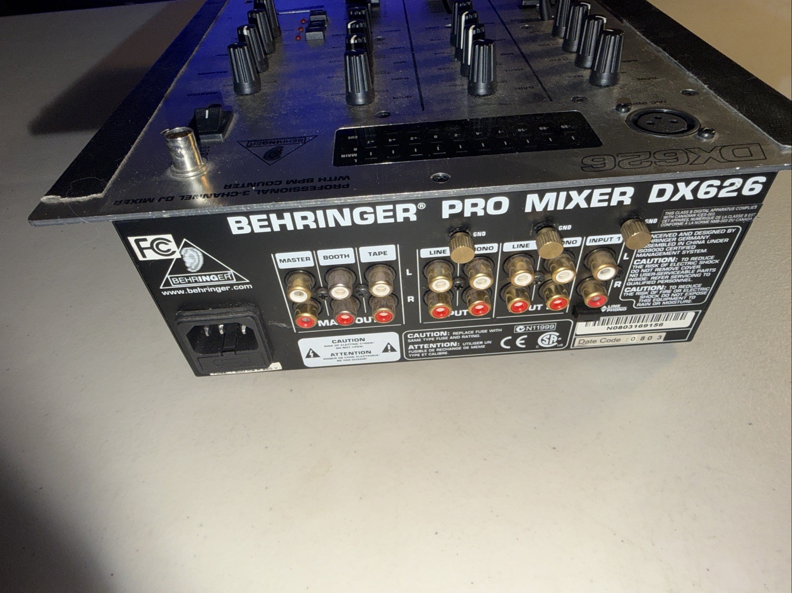 Behringer DX626 Professional 3 Channel DJ Mixer - Untested