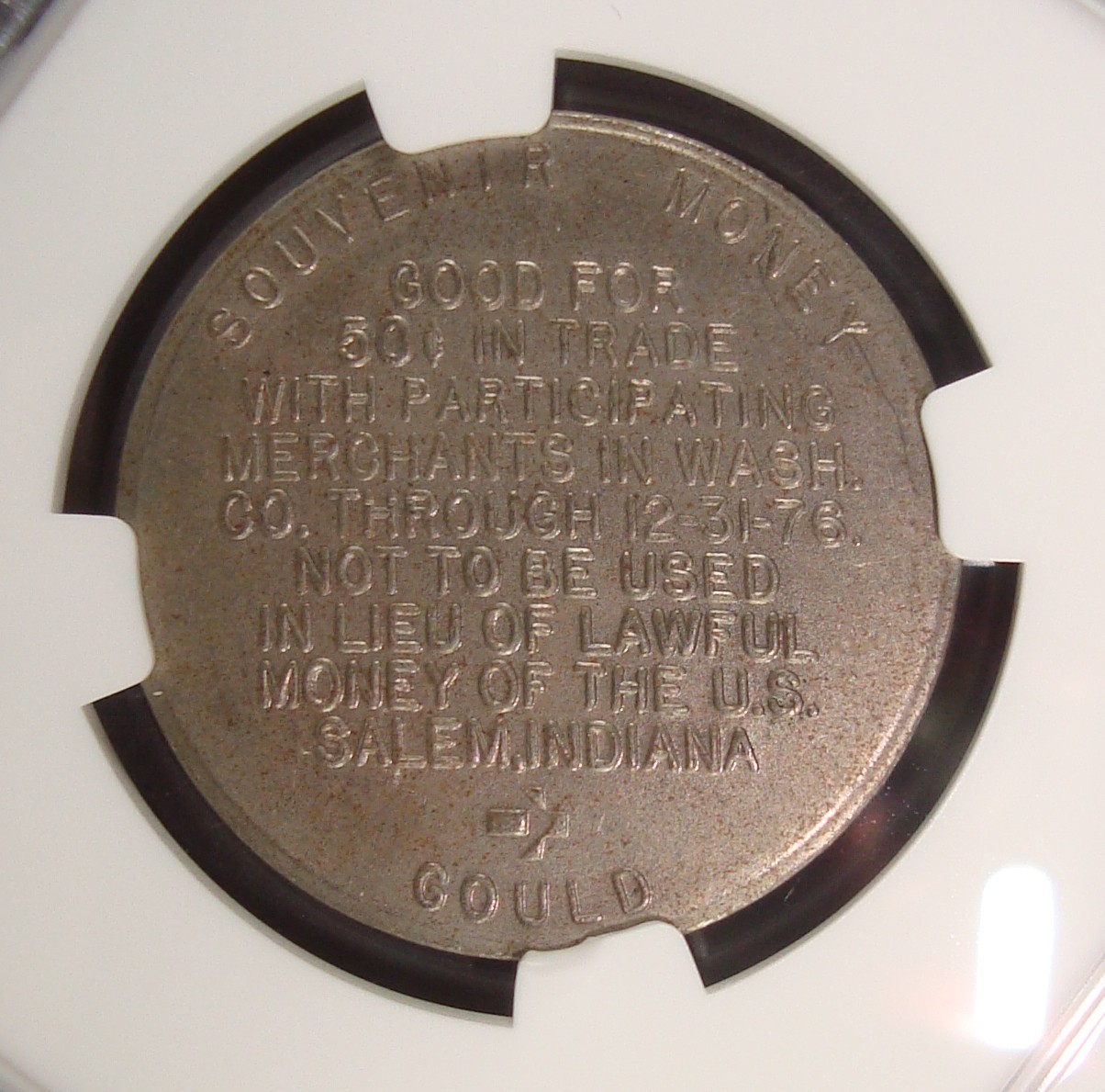 1976 Gould Bicentennial 50¢ Token - Titanium Plain Edge NGC MS63