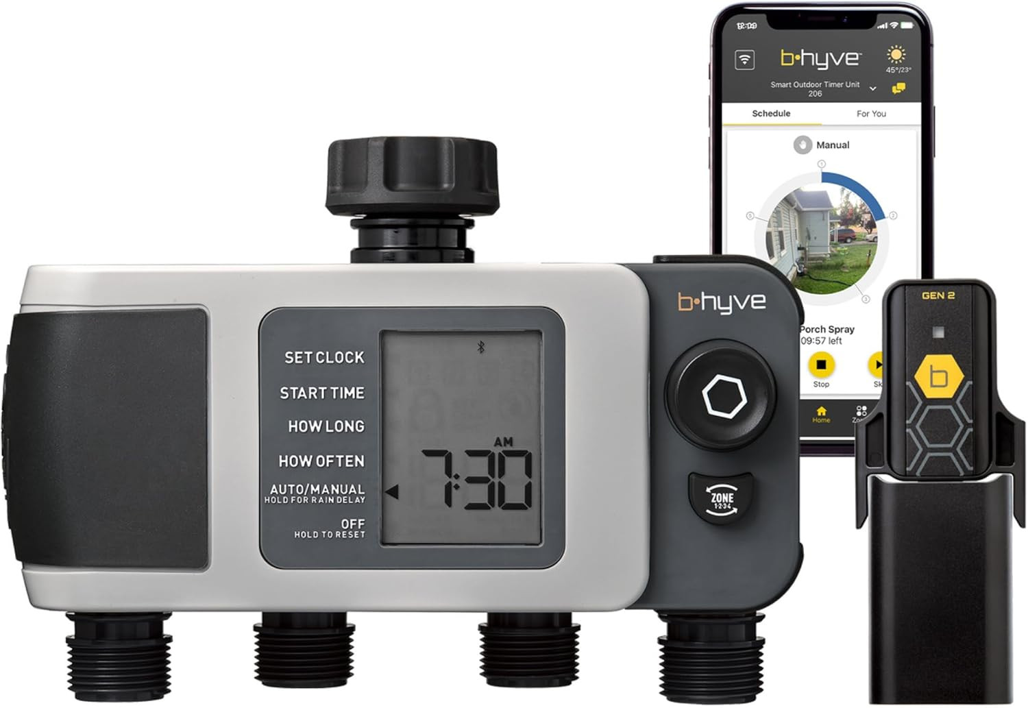 B-Hyve XD 4-Port Smart Hose Watering Timer with Wi-Fi Hub - App Controlled Irrig