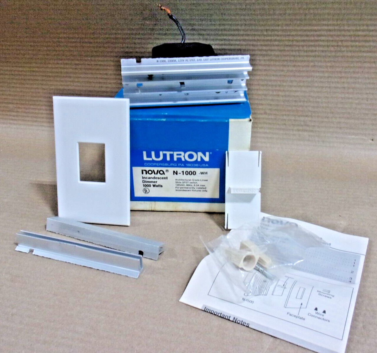 NEW LUTRON NOVA N-1000-WH INCANDESENT DIMMER FIRE ALARM