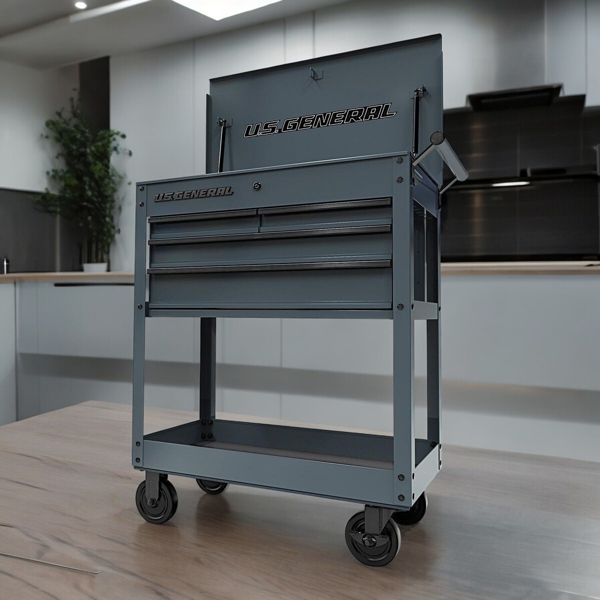 4 Drawer Roller Cart 30 In. Tool Cabinet Storage Chest Box Gray 580 Lb Capacity