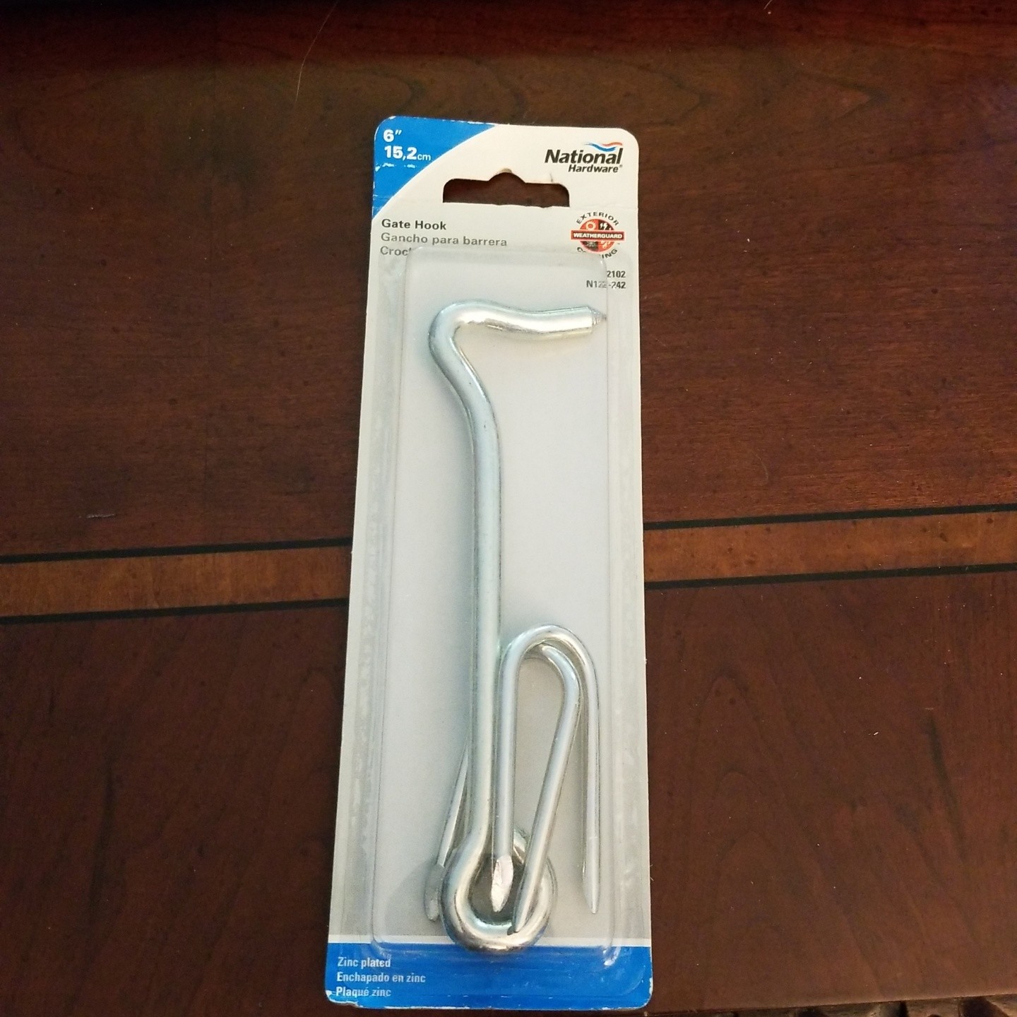 National 6" Hook & Eye Zinc Plated Steel Gate Hook N122-242 V2102 New in pack
