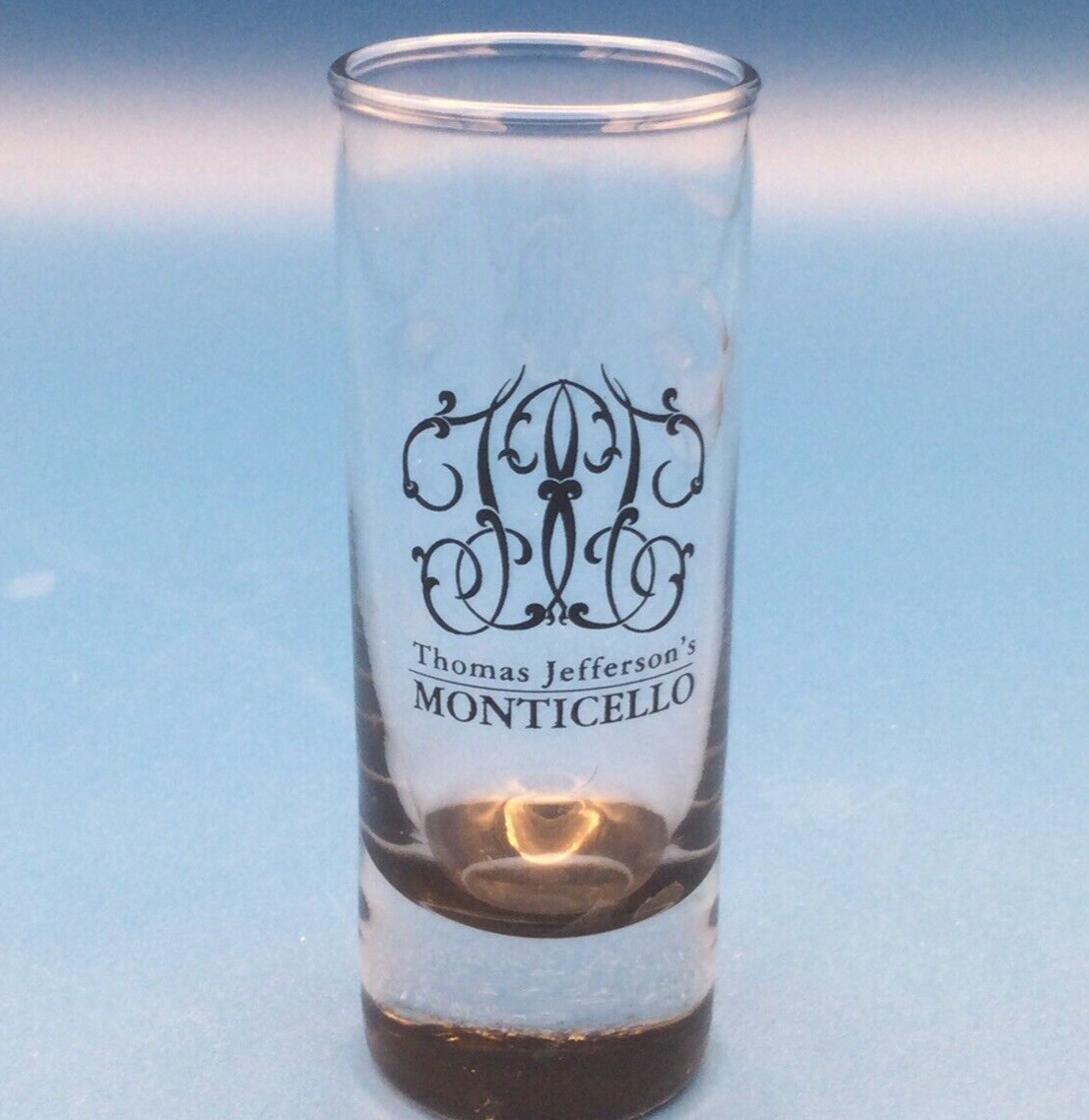 THOMAS JEFFERSON'S MONTICELLO Tall Shot Glass NICE Fast Free Shipping!