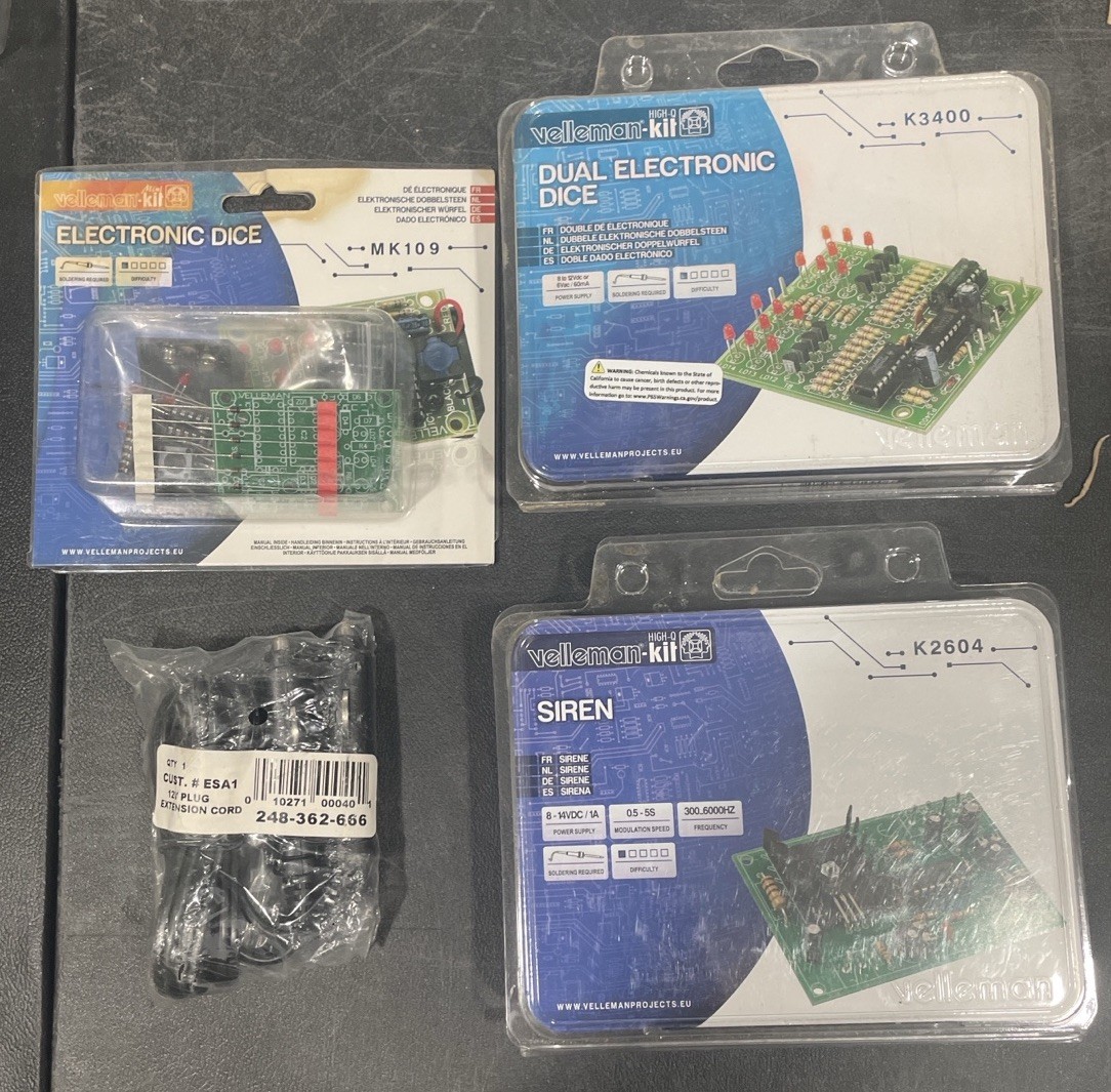 Velleman Electronic Kit Lot K3400 MK109 K2604 Dice Siren DIY Electronics Bundle