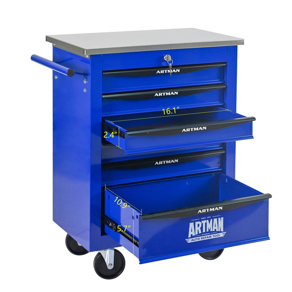 6-drawer multi-purpose tool cart with lockable toolbox suitable for garage&homes