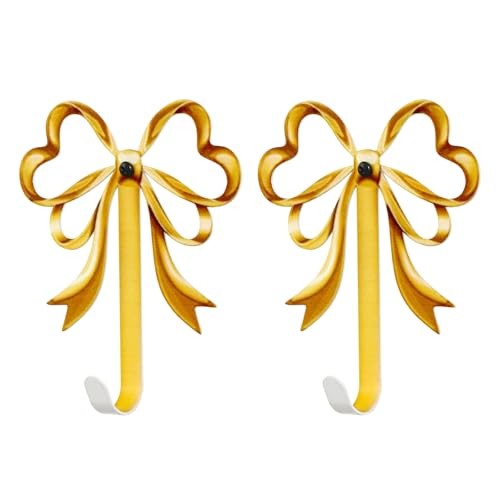 Golden Bow Knot Hooks Gold Shower Curtain Hooks Decorative Bow Hooks 2 Gold Bow