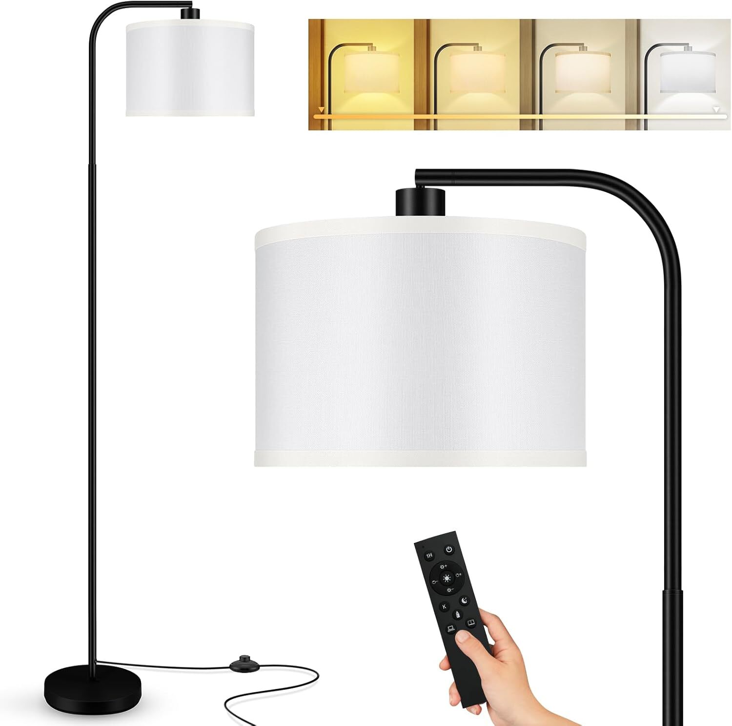 Dimmable Living Room Floor Lamp with Remote Control,Tall Modern Standing Lamps