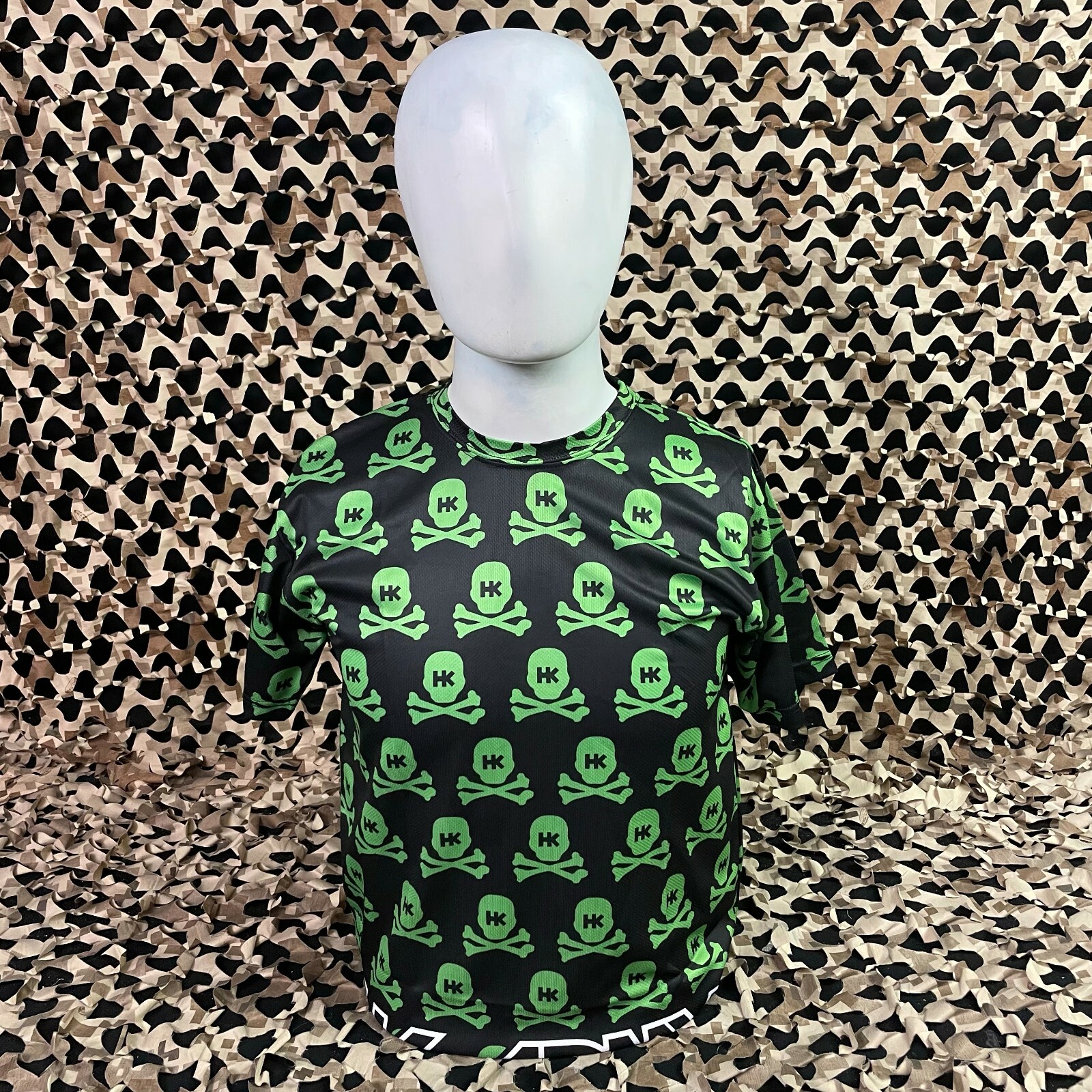 NEW HK Army Dri Fit T-Shirt - All Over Black w/ Green Skulls - XXX-Large