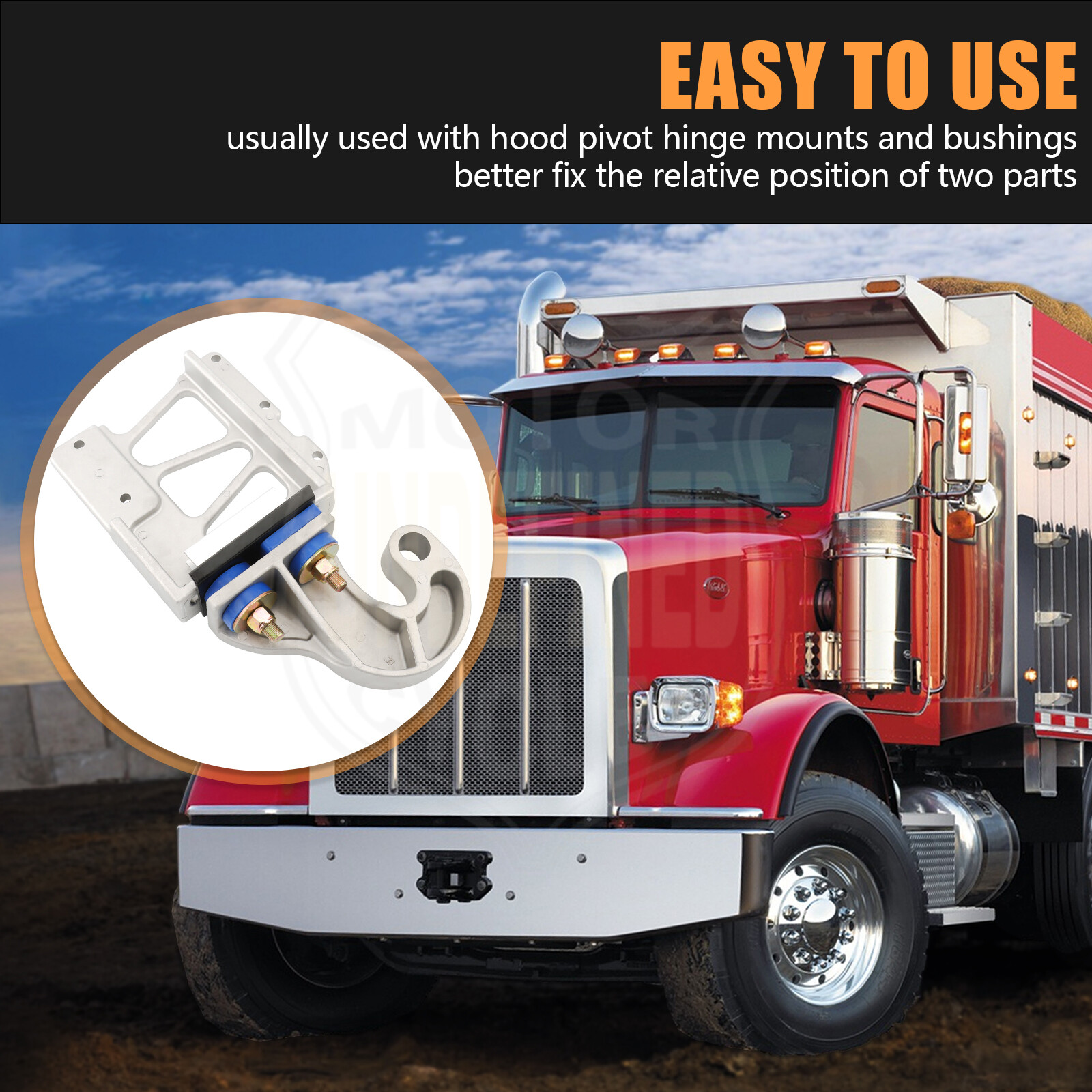 Hood Hinge Pivot Bushing Mount Bracket & Bolt Assembly Kit For Peterbilt 379 378