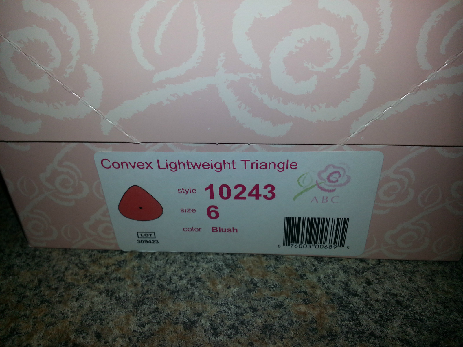 ABC Convex Lightweight Triangle Breast Form Style 10243 size 6 color blush NEW