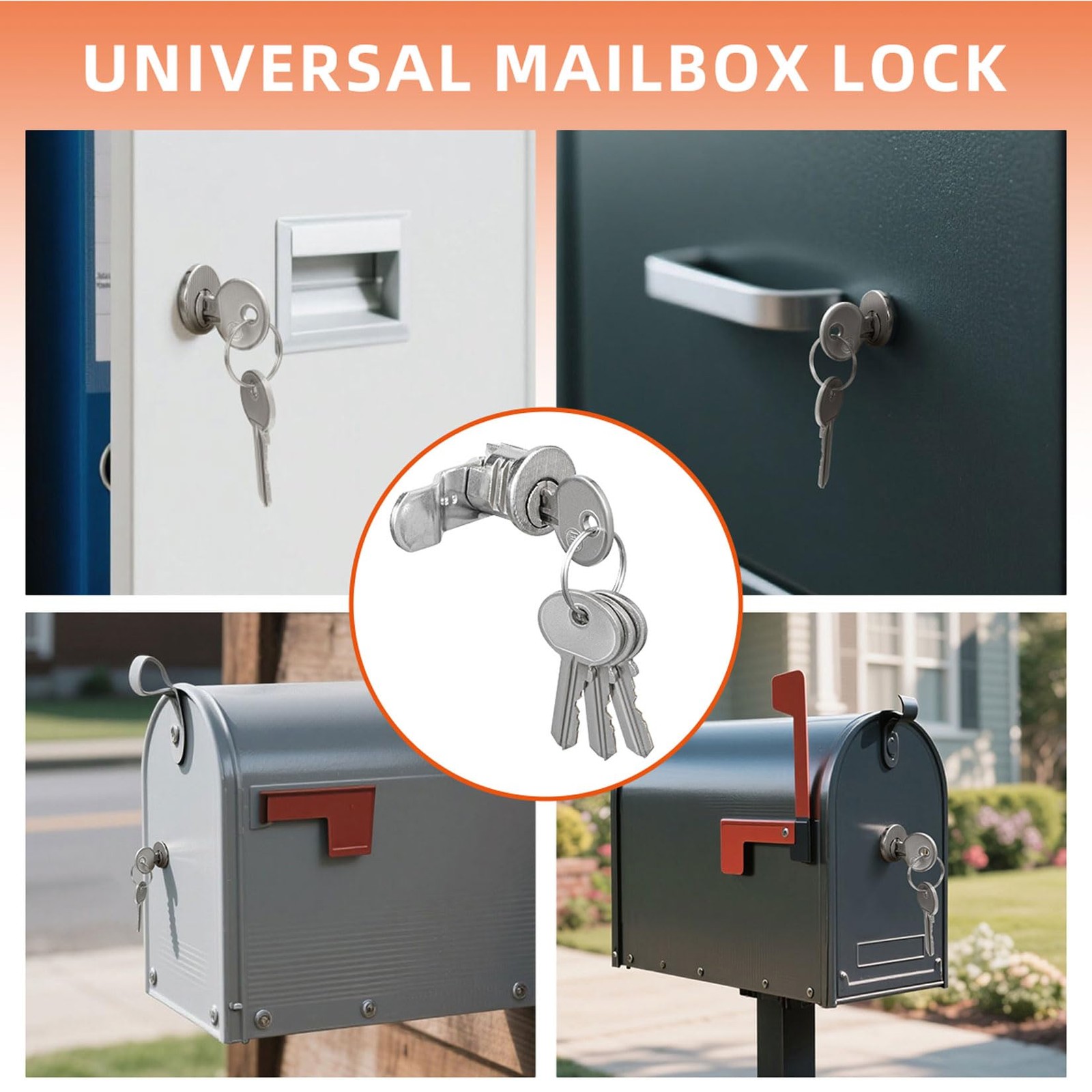 Mailbox Lock Replacement with 4 Keys - Multipurpose Mail Box Locks Compatible...