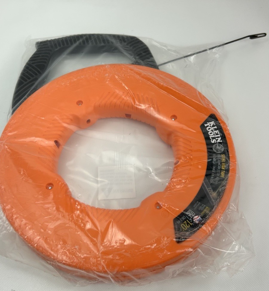 Klein Tools 56333 120 ft Steel Fish Tape 120' Orange Winder New Unused