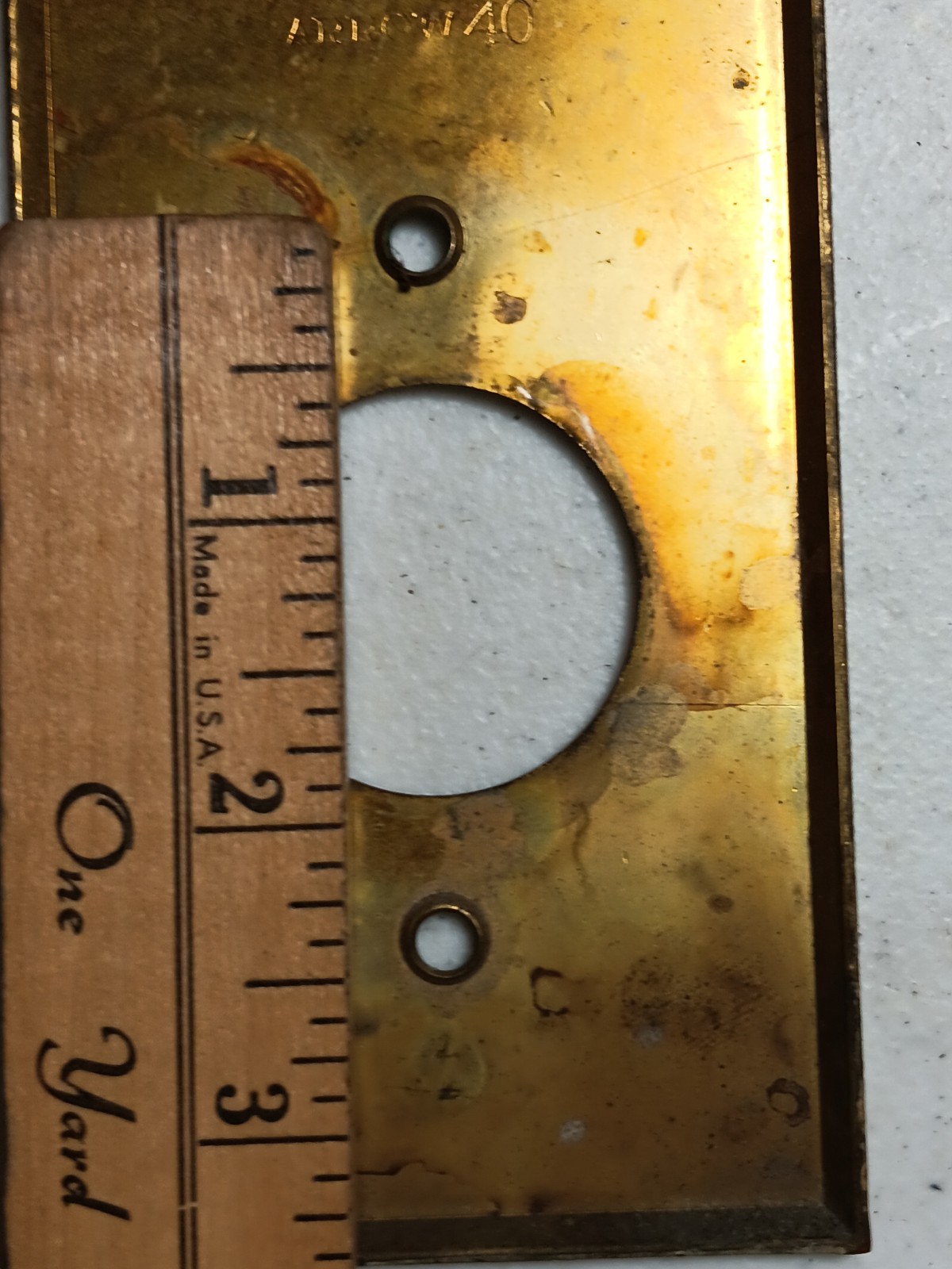 Antique Brass Metal Round Hole Outlet Cover Plate Wall Box Cover Nice Patina