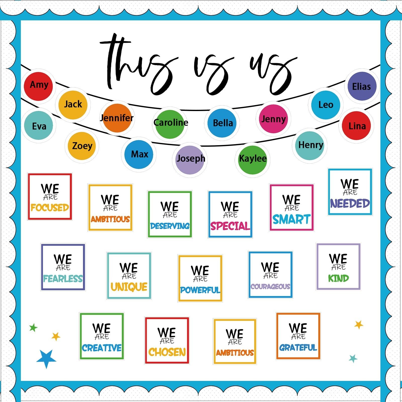 88 Pcs Motivational School Bulletin Board This is Us Inspirational Cutout Set...