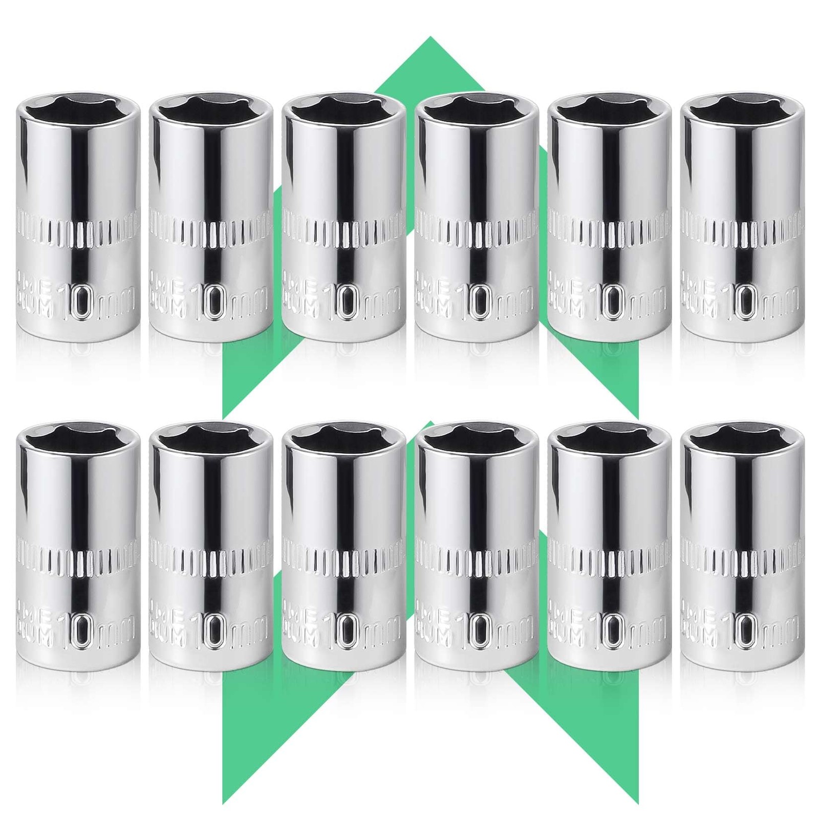 [12pcs] Durable 10mm Socket, 1/4 socket set,Shallow Socket 1/4 Inch Drive 10m...