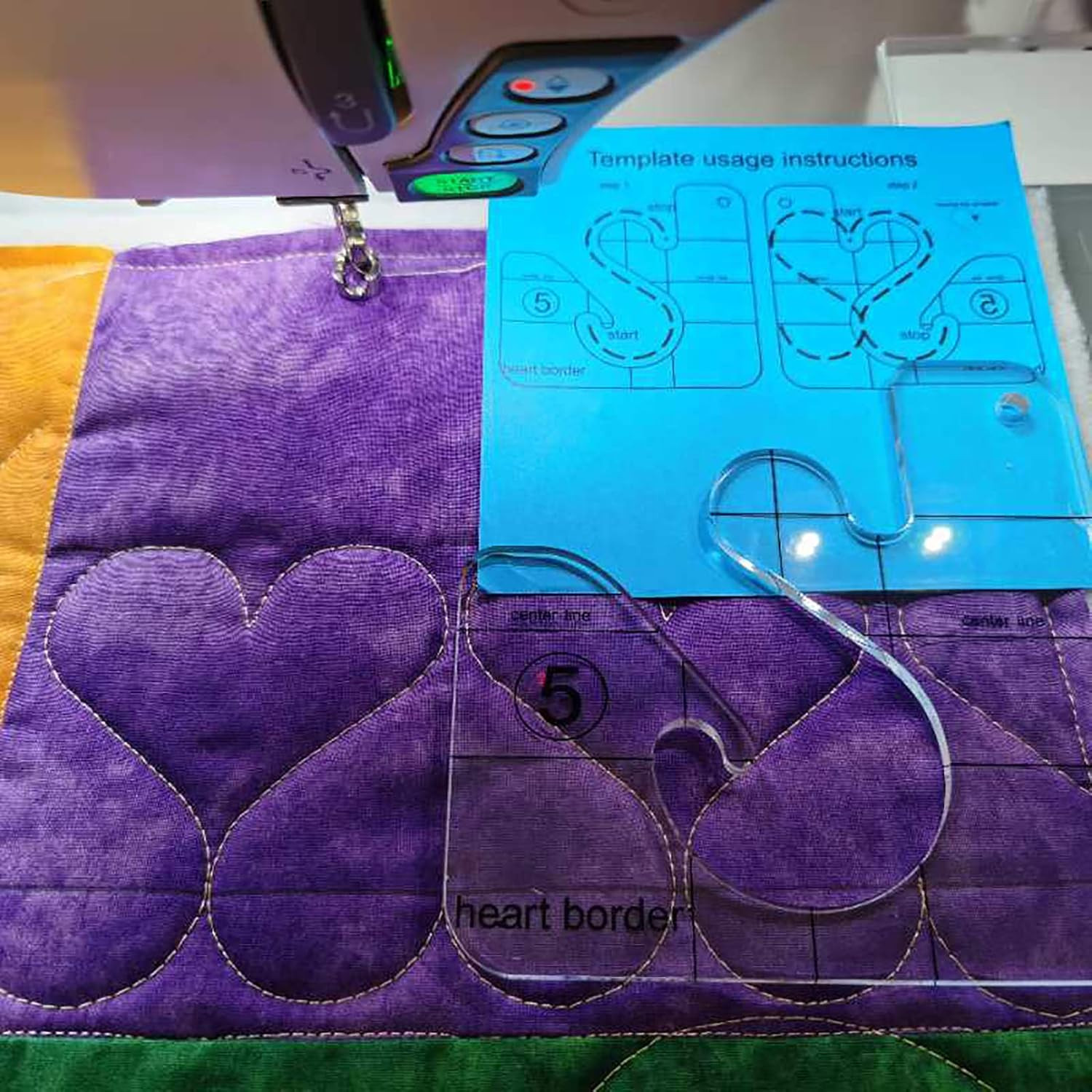 Heart Border Template for Quilting Fits inside FMQ Grip 5