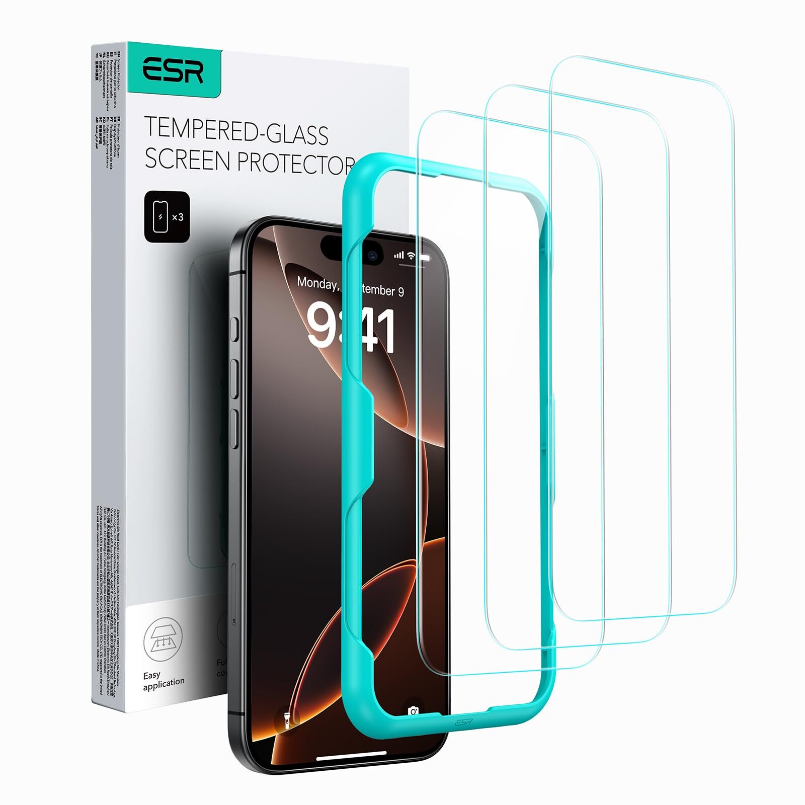 ESR 3 Pack for iPhone 16 Pro Screen Protector 9H Hardness Military Grade Shat...