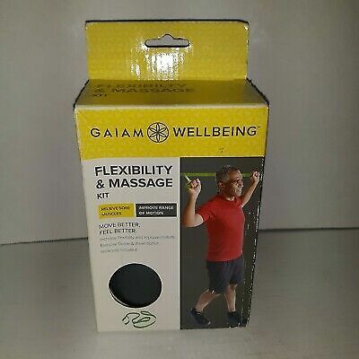 Gaiam Wellbeing Flexibility & Massage Kit Exercise Ball Soothes Sore Muscles