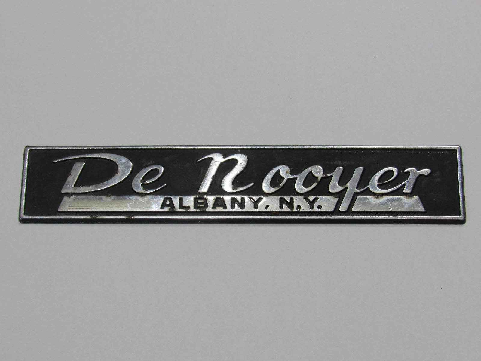 VTG DeNooyer Chevrolet Albany New York Metal Dealership Badge Emblem Tag NY Rare