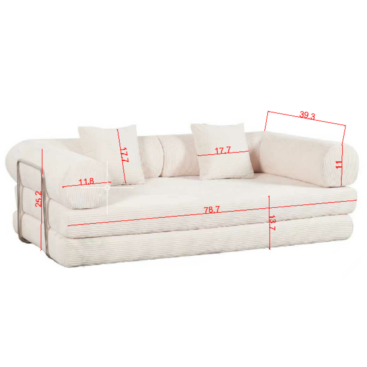 Folding Sleeper Sofa Bed Floor Compression Sofa w/ Metal Frame for Small Space