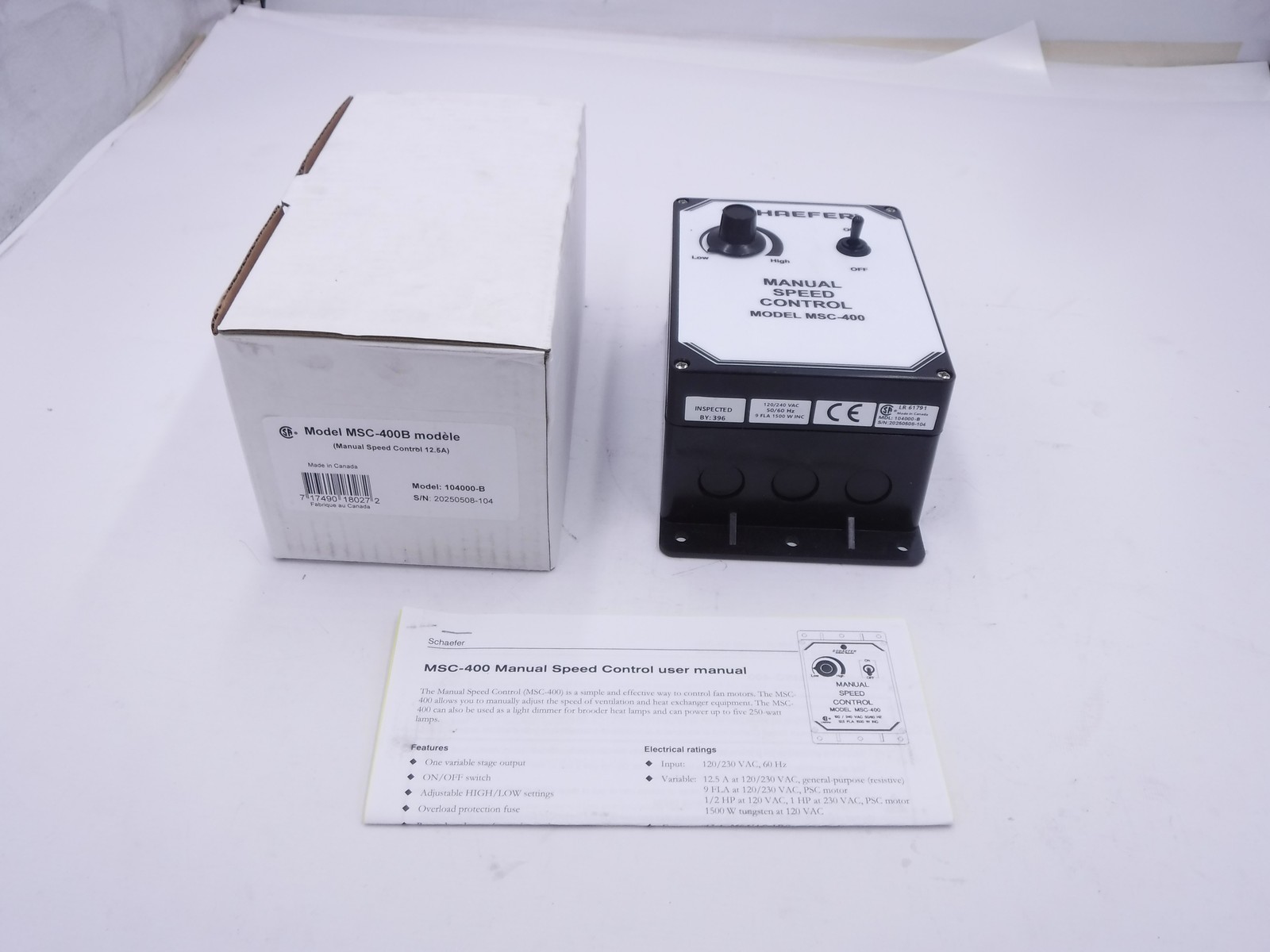 Schaefer Manual Variable Speed Control-MSC-400