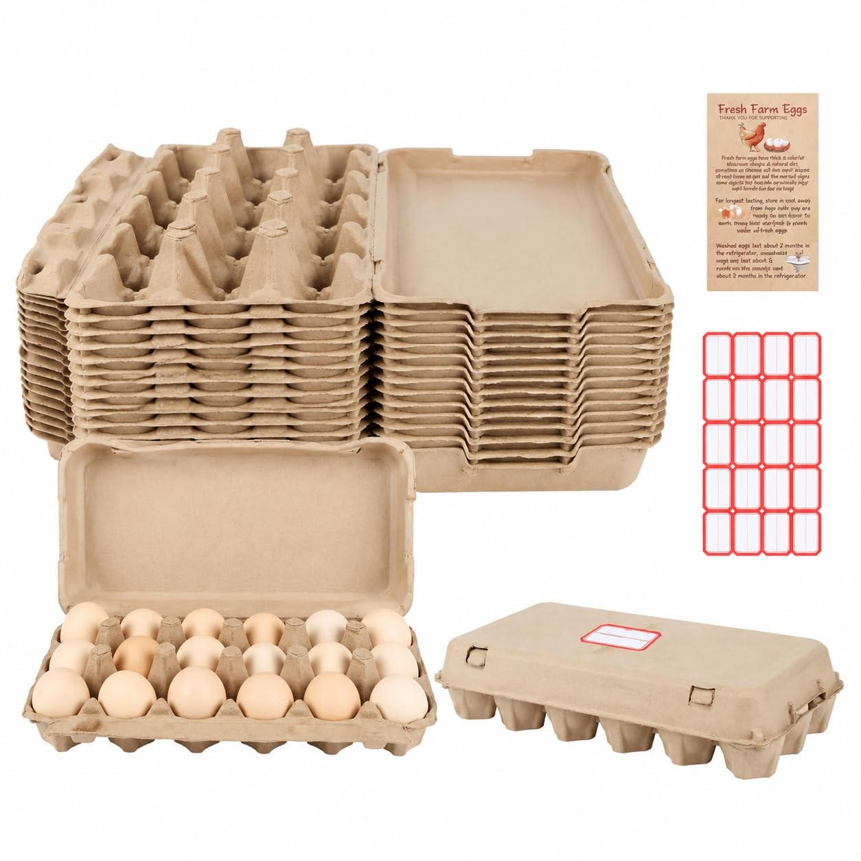 Egg Cartons 18 Count, 10 Pack 3x6 Grids Egg Cartons for Fresh Eggs, Sturdy Ca...
