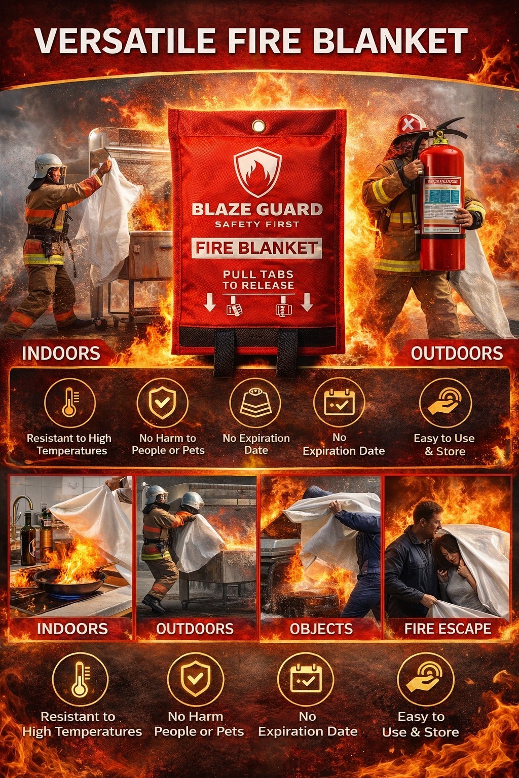 Fire Blanket Kitchen Emergency Suppression Blanket (CL-Fire-01)