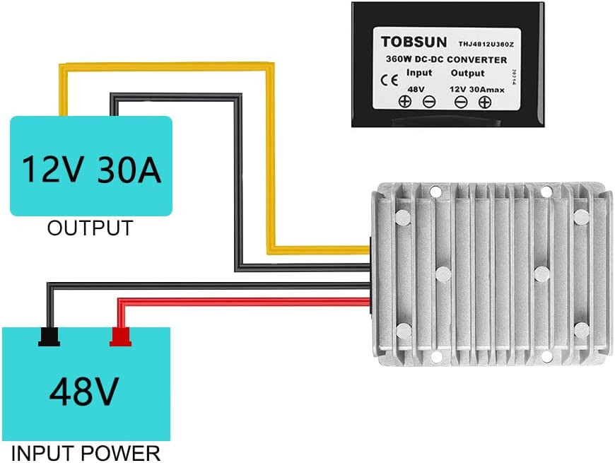 DC 48V to DC 12V 360W 30A Voltage Reducer DC-DC Step-Down Converter Waterproof
