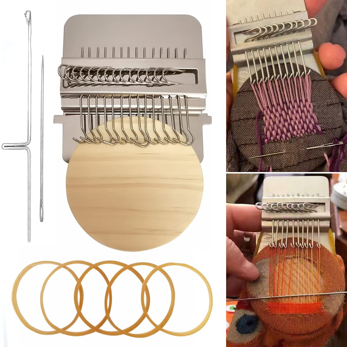 Rumexeng Small Weaving Loom, Wooden Speedweve Darning Loom Type Weave Tool, Conv