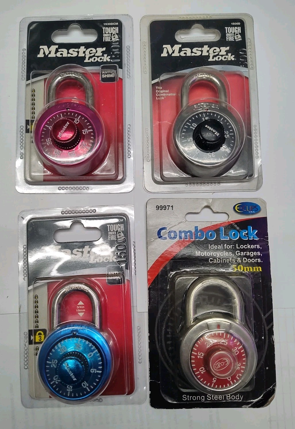 Master Lock 1500iD Dial Combination Padlocks Lot of 4 Steel 1/4 in Shackle