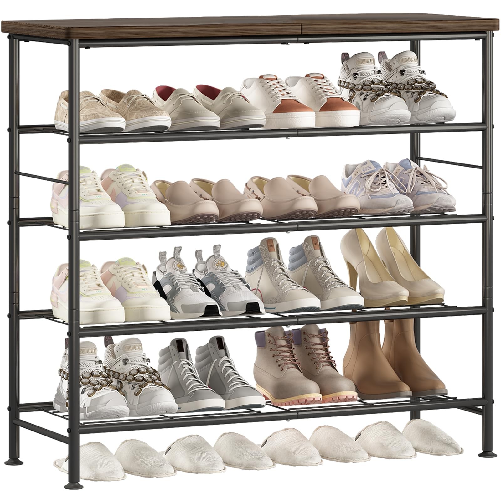 SUOERNUO Shoe Rack Organizer 5 Tier for Closet Entryway Free Standing Metal Stor