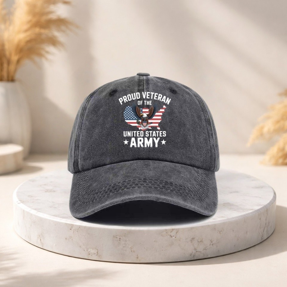 US Army Veteran Distressed Washed Dad Hat Military Baseball Cap Gift