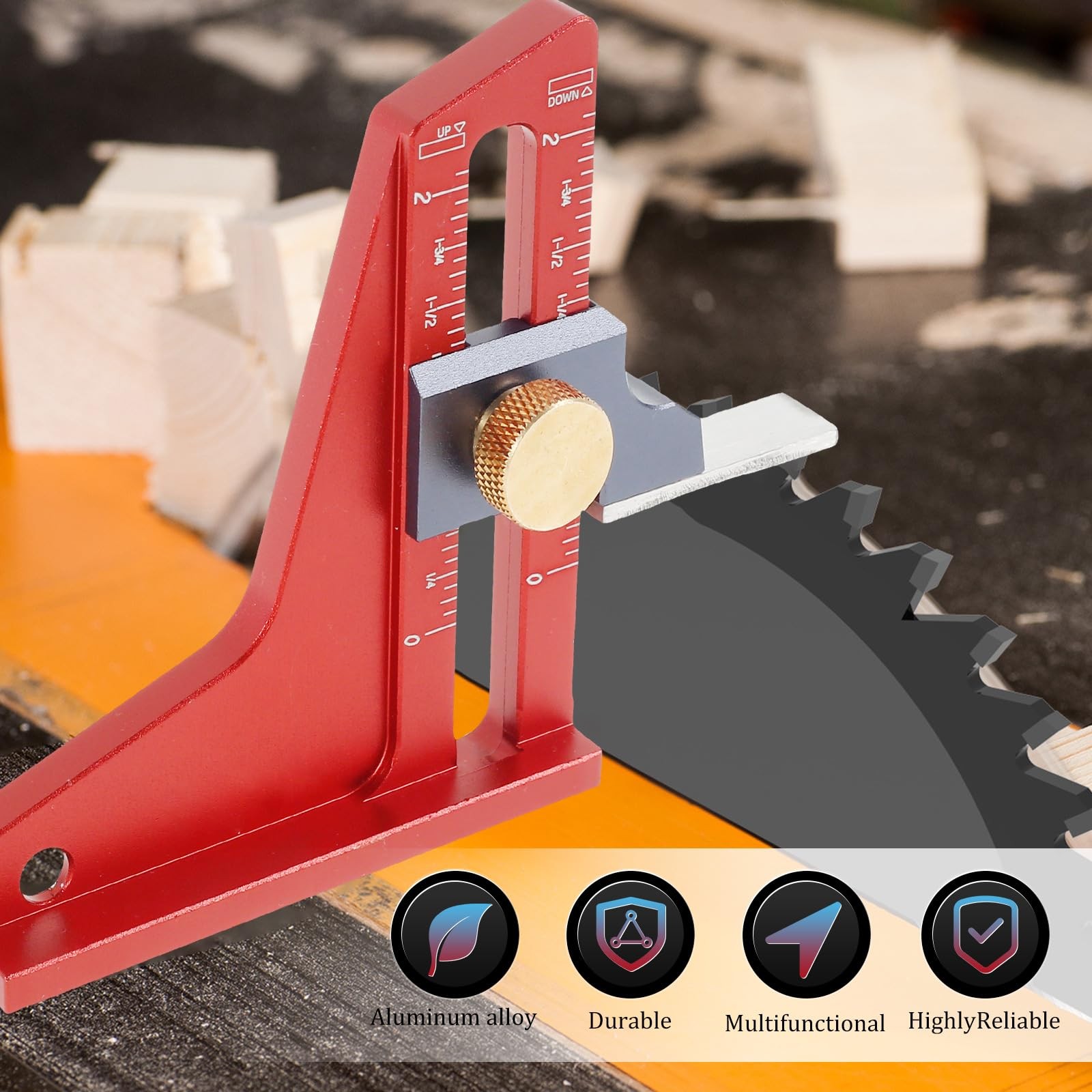 Woodworking Height Gauge, Precision CNC-Machined Depth Measuring Tool, Anodiz...