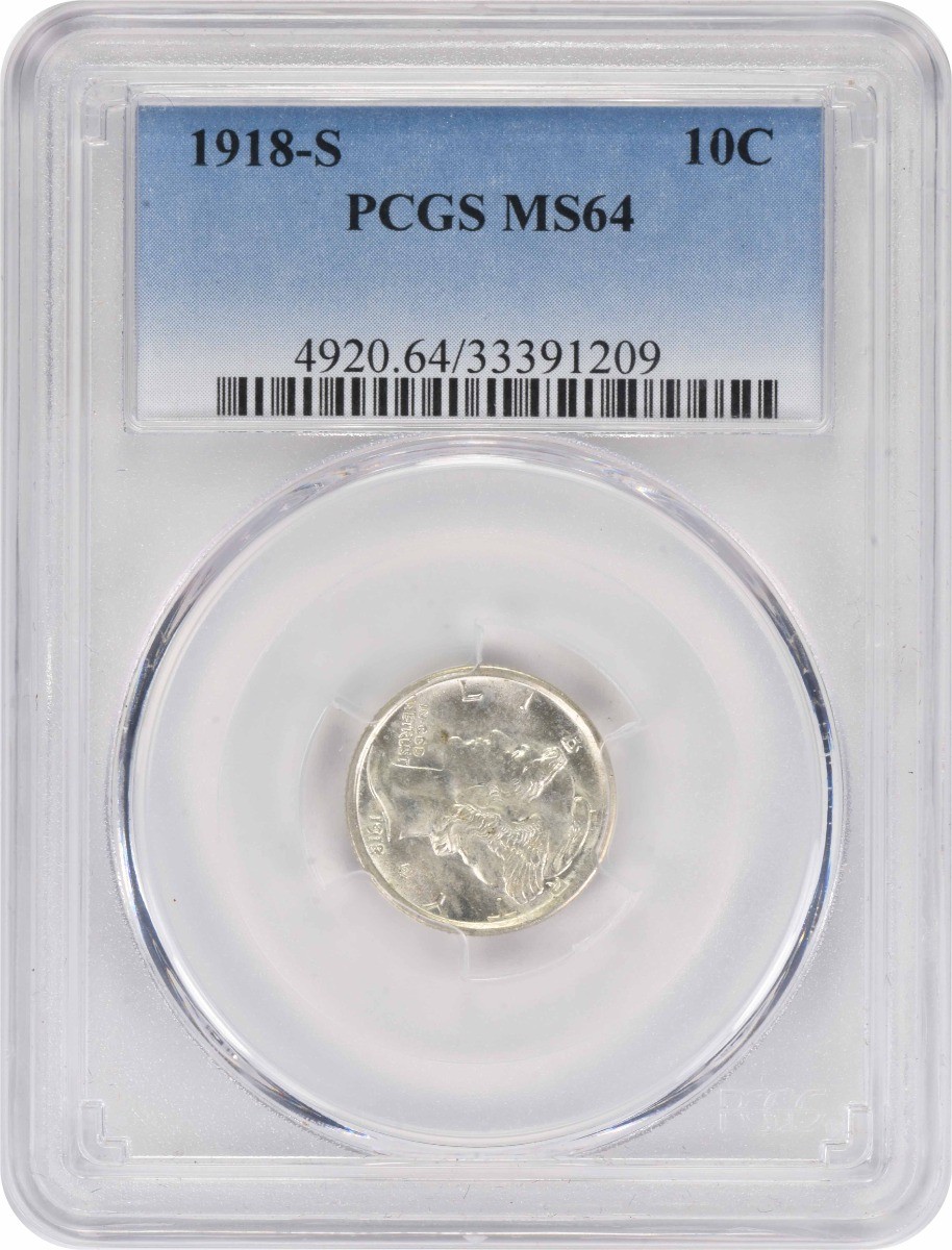 1918-S Mercury Silver Dime MS64 PCGS