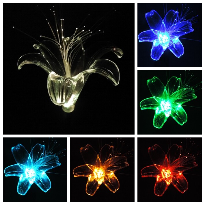2-PCS Solar Powered Lily Flower Garden Yard Stake Pathway Lawn Light LED AUTO-ON
