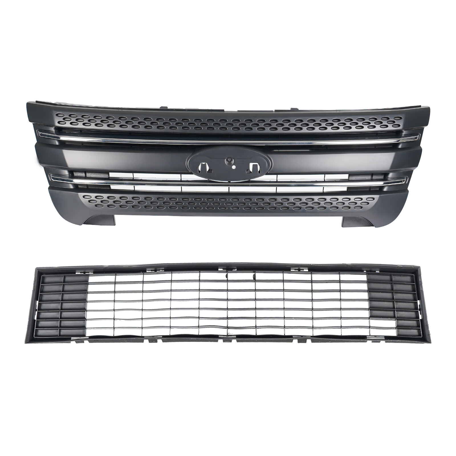 Front Bumper Grille Assembly w/ Foglight For 2011-2015 Ford Explorer Complete