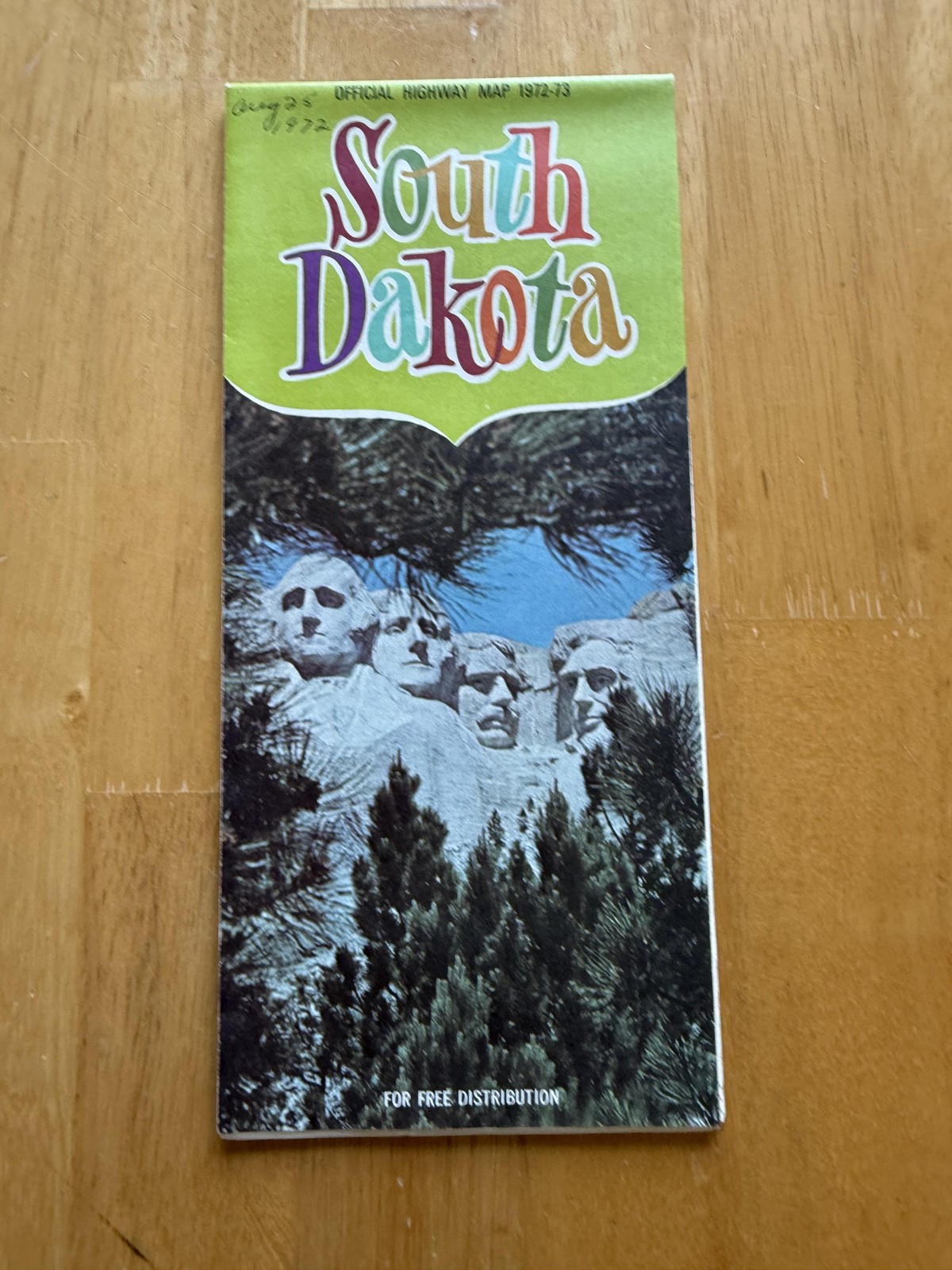 Vintage 1972-73 South Dakota Official Highway Road Map Folded Brochure USA