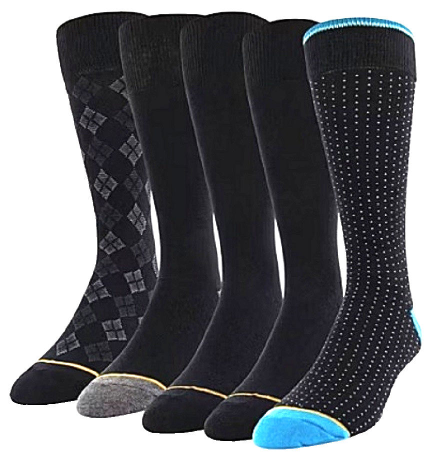 5 Pairs Mens Gold Toe Signature Collection Aqua FX  Cushioned Mid Calf Socks