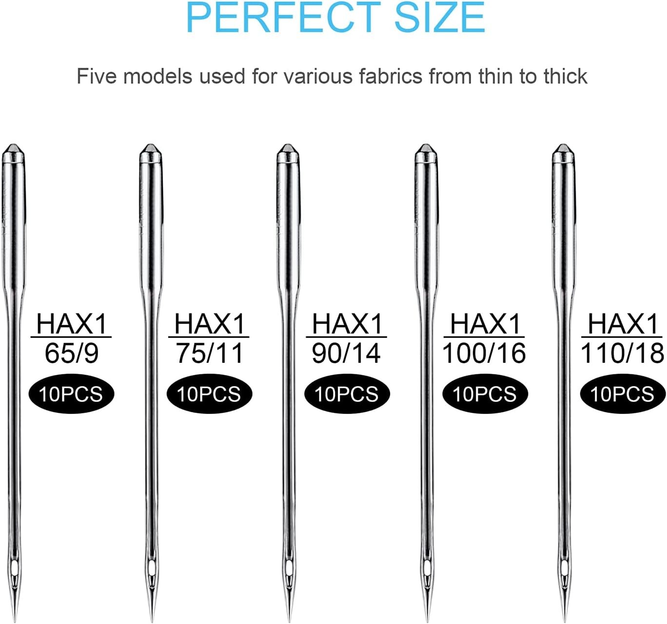 Sewing Machine Needles, 50 PCS Universal Sewing Machine Needle, Compatible with