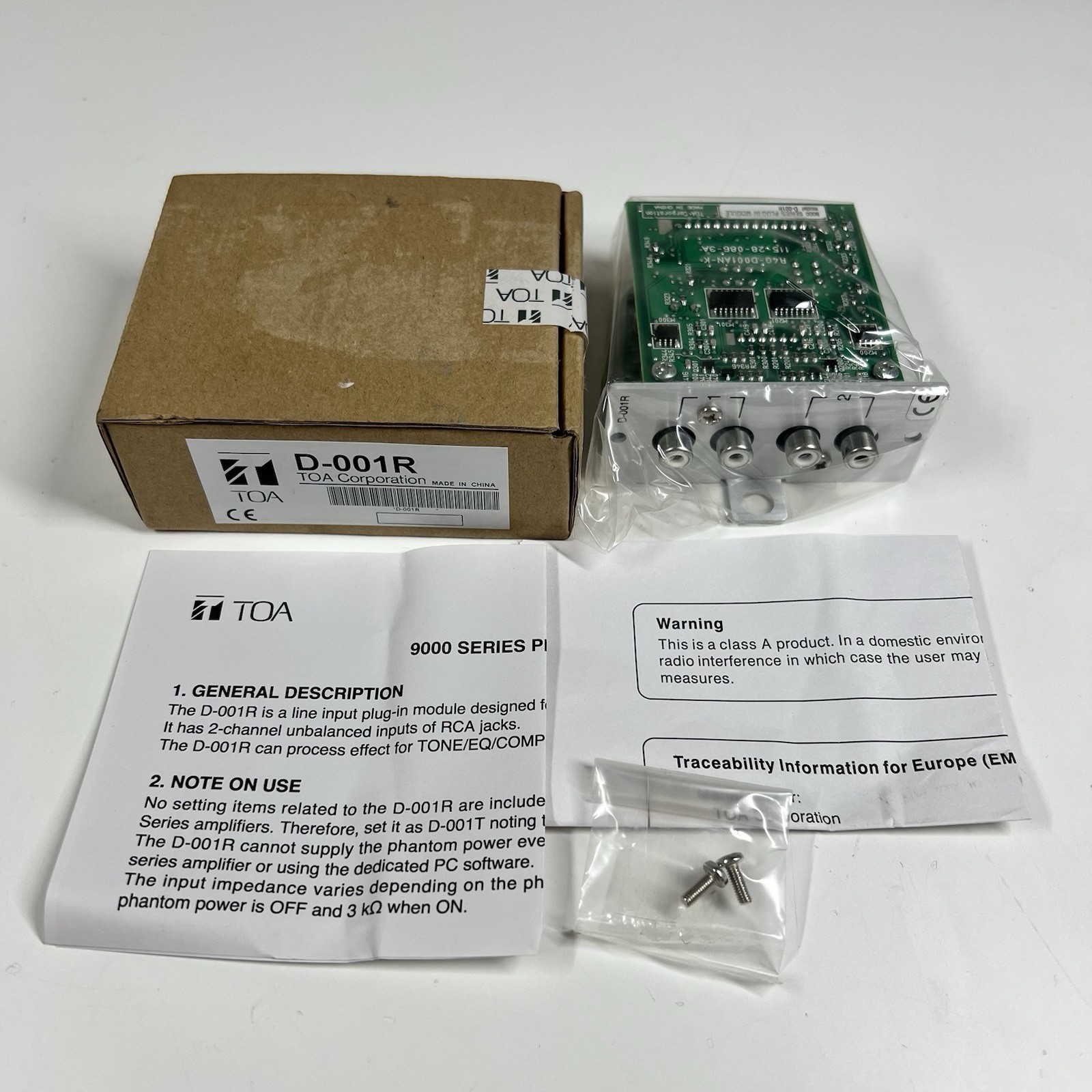 TOA Corporation D-001R Line Input Plug-In Module for 9000 Series Amplifiers NEW