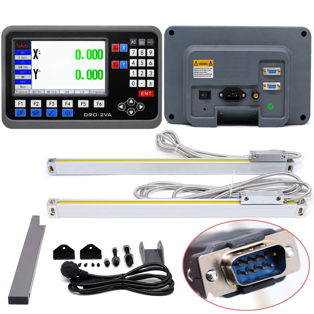 2Axis Digital Readout LCD DRO 12"& 48" Linear Scale Kits for CNC Lathe Machine