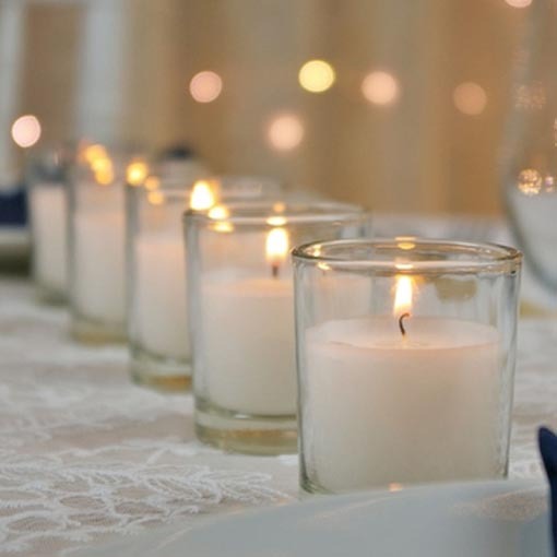 50 White Wax Clear Glass Votive Table Candle Wedding Anniversary Party Event 6cm