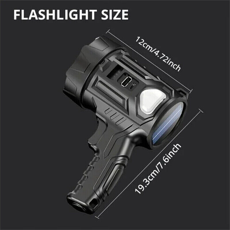 900000000LM Bright Solar/USB Rechargeable LED Spotlight Flashlight Searchlight