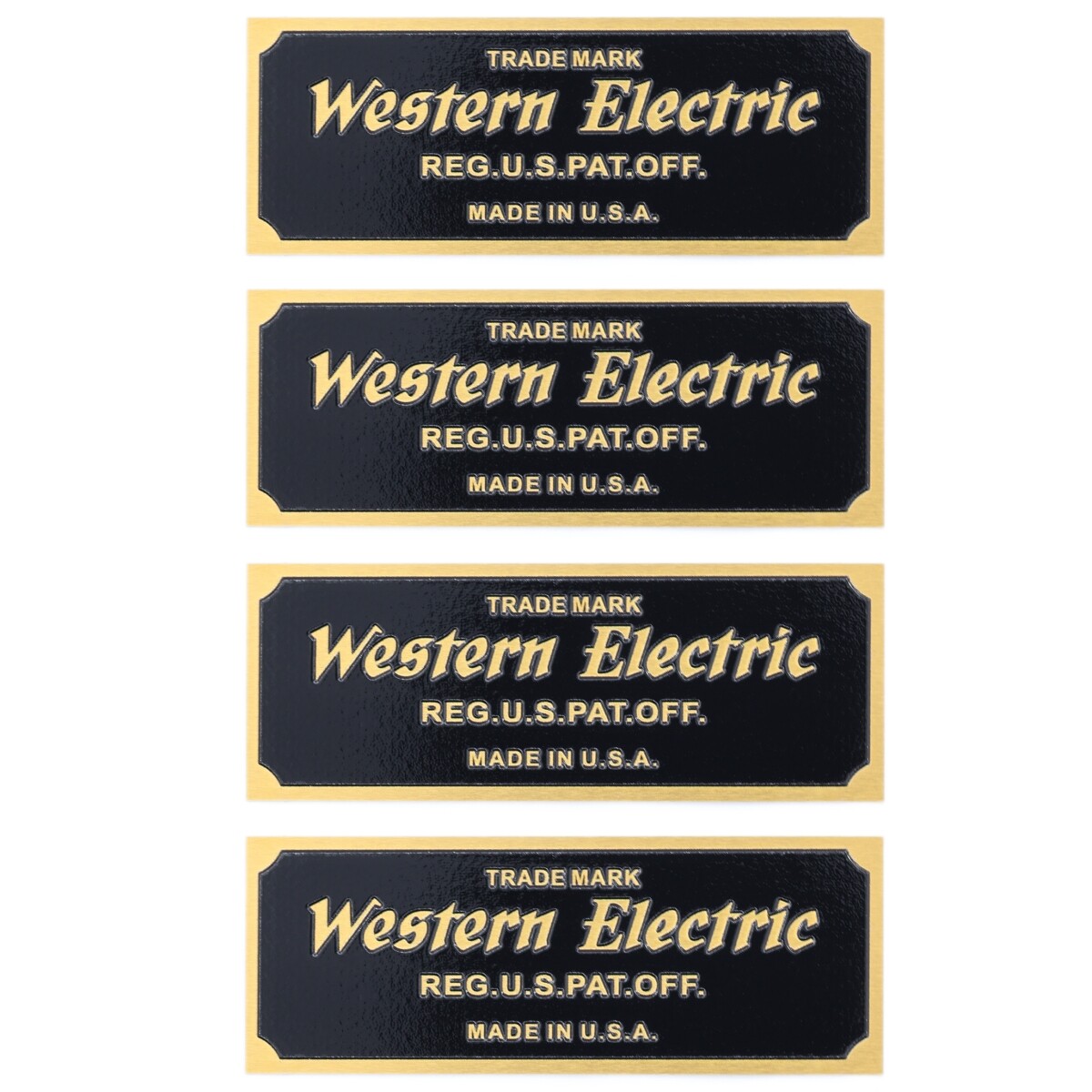 Western Electric Logo Badge Custom Made Aluminum 76mm(2.99")X28mm(1.1") GOLD