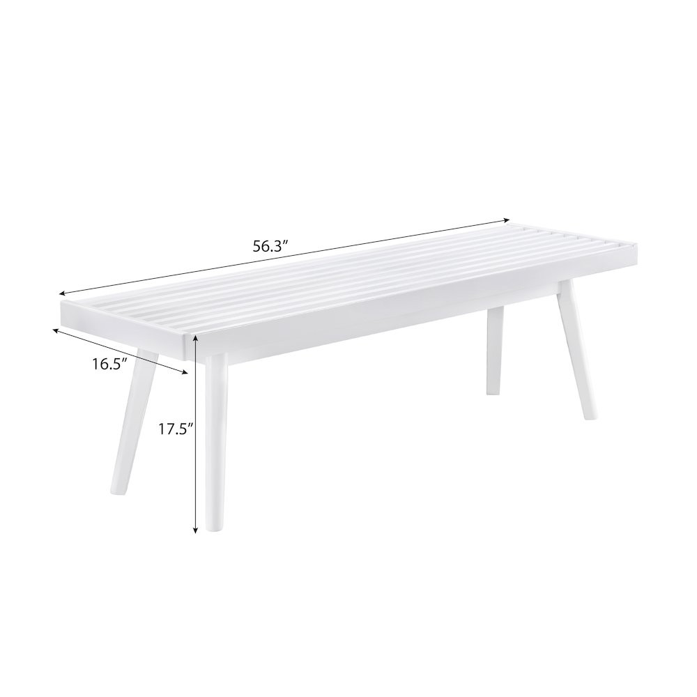 Larwich Solid Wood Slatted Bench, 56 Wide, White