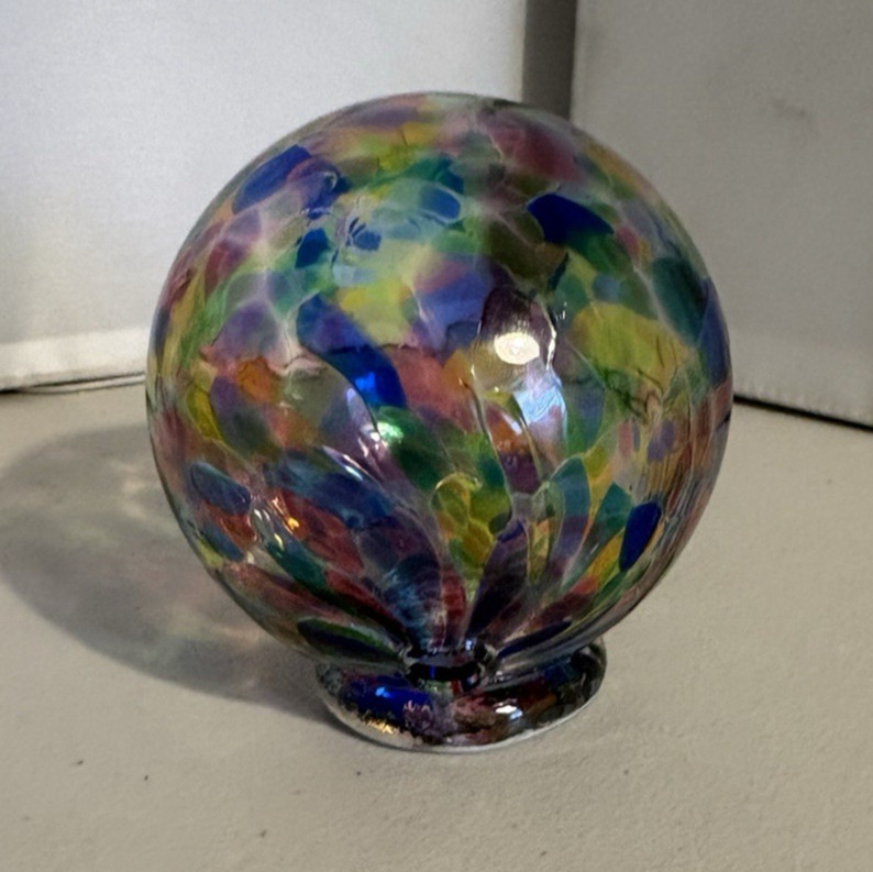 Hand Blown Glass Wishing Ball Confetti Multi Colored