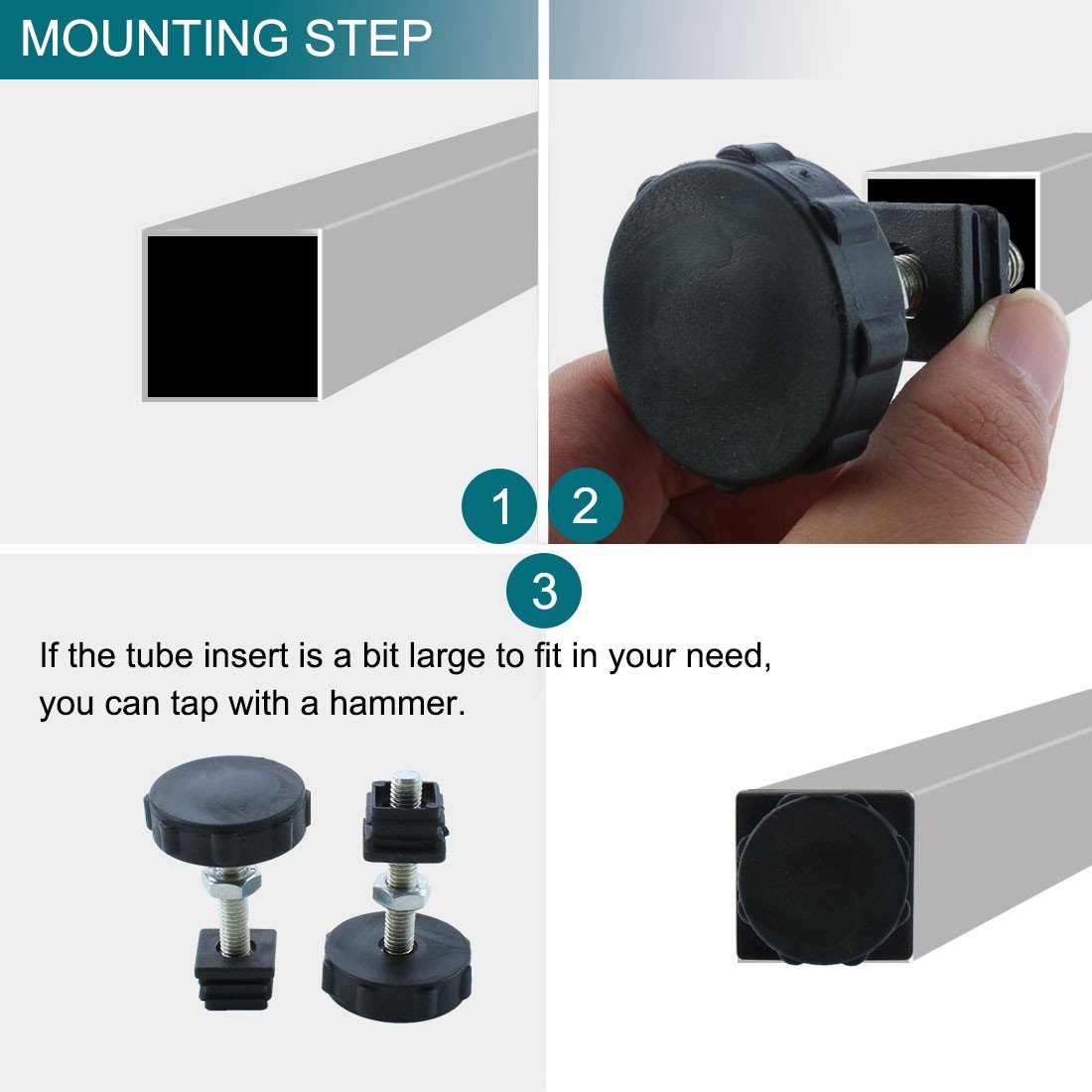 Adjustable Leveling Feet 20 x 20mm Square Inserts Furniture Glide 8 Sets