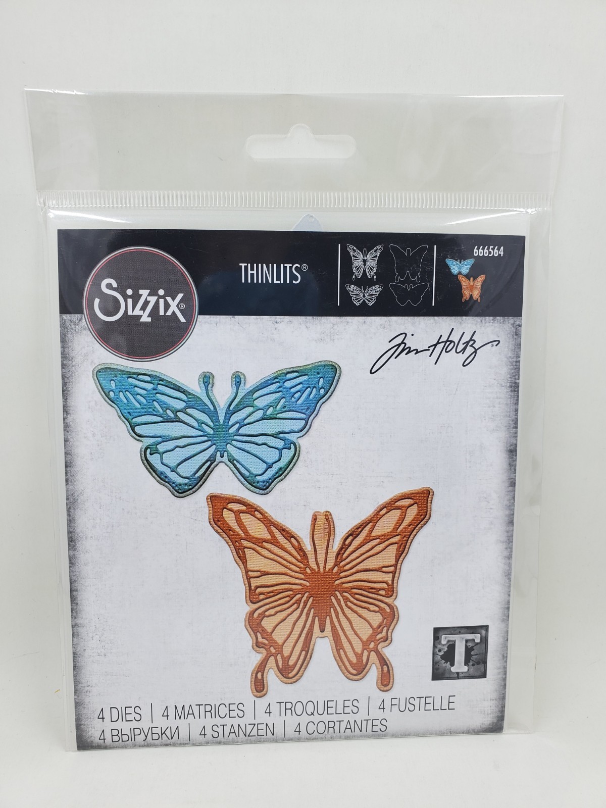 TH2 Tim Holtz Thinlits Dies Sizzix Vault Scribbly Butterfly New