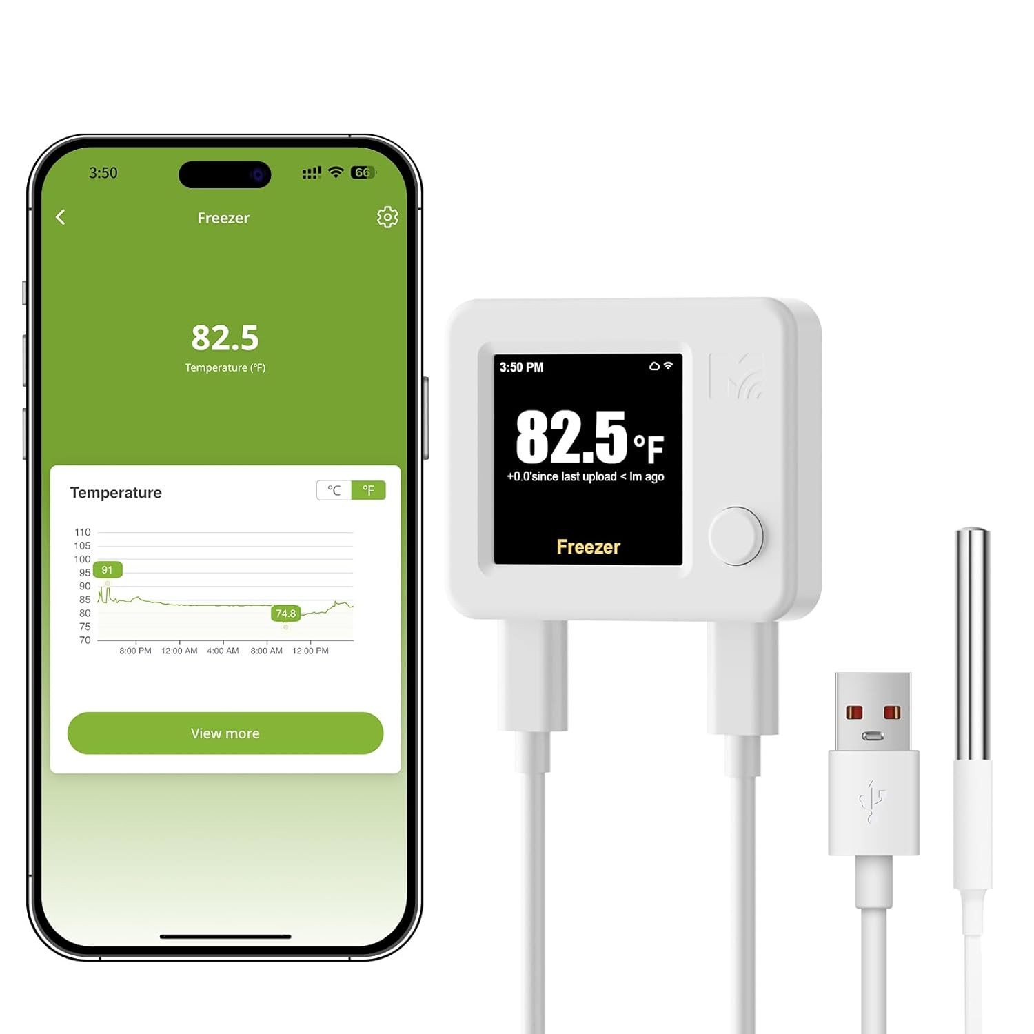 Wifi Thermometer with Freezer Alarm Digital Fridge Email Alert App Push Monitor