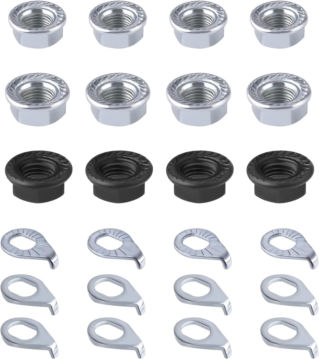 12Pcs Carbon Steel Bike Wheel Flanged Axle Nut Kit, M8/M9.5/M10 Thread Sizes Bic